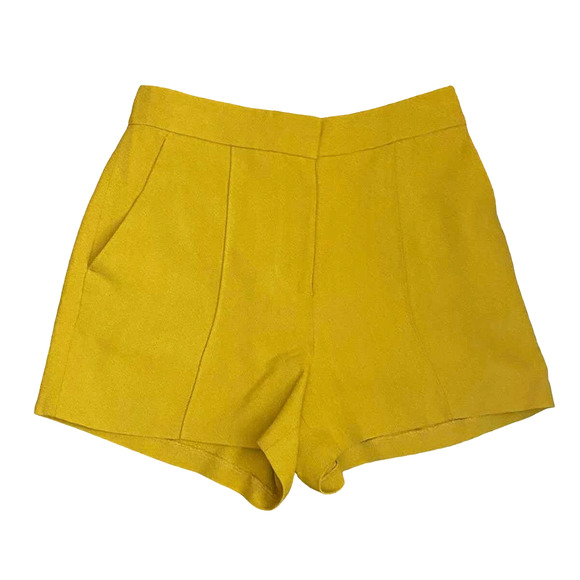 A.L.C. Cohen High Waist Shorts $365 Citrine Size 6 Mustard Yellow Tailored Fit - Picture 2 of 10